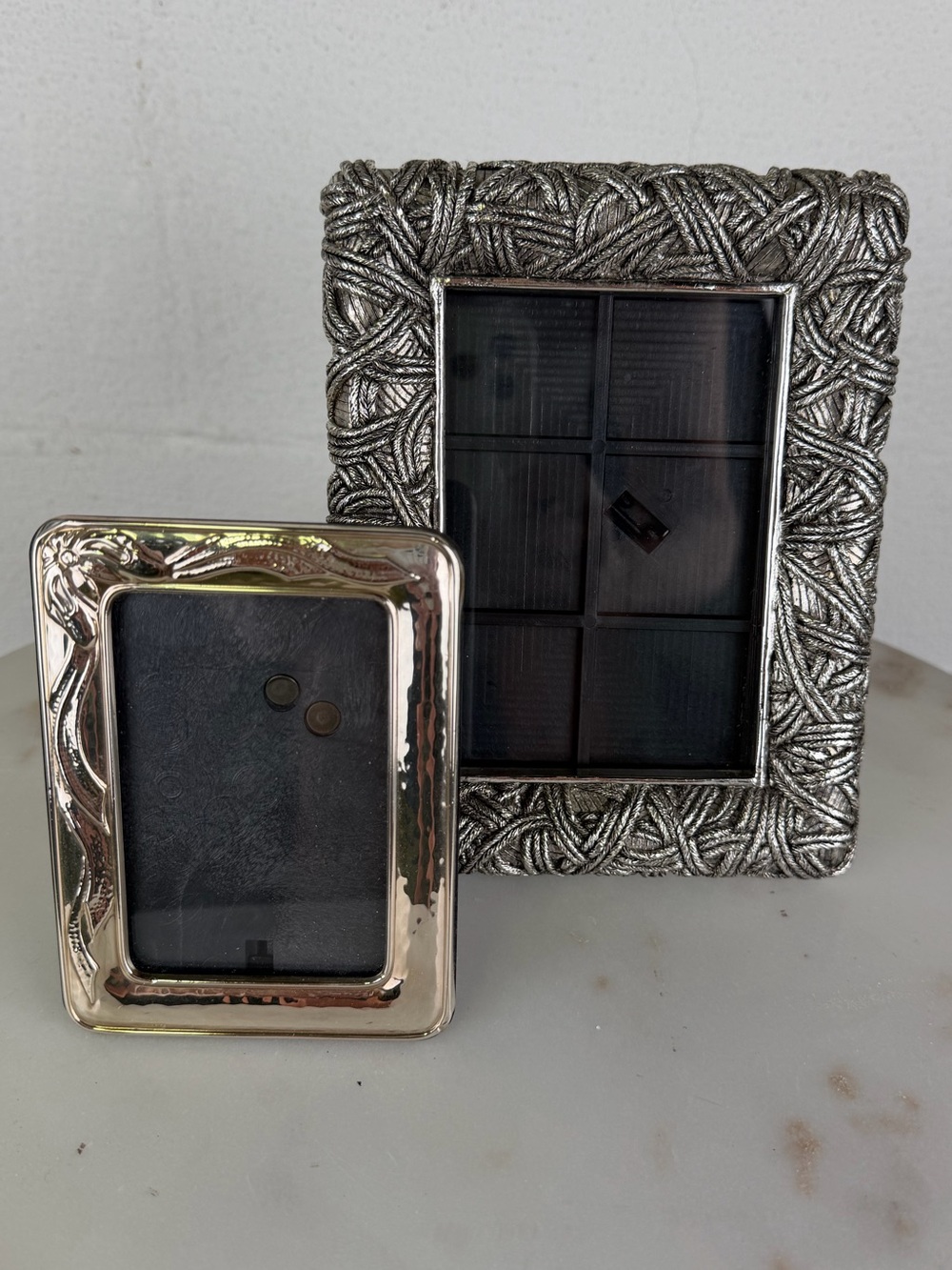 Vintage Silver Plated 925 Picture Frames Set/2 Coordinating Designs Collection